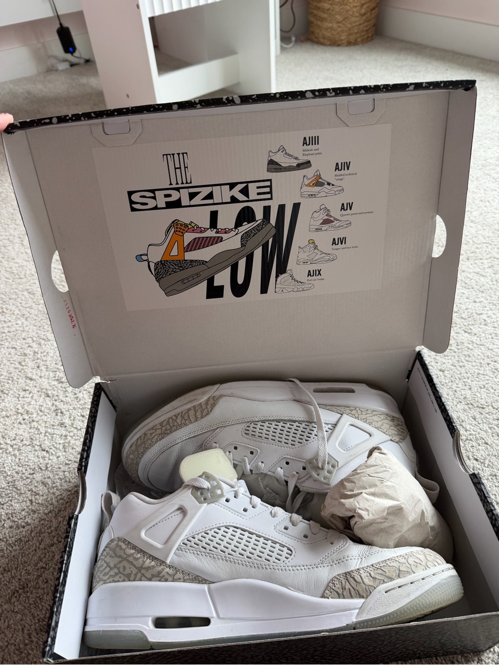 Jordan White/Cream Spizike Retro Basketball Sneakers